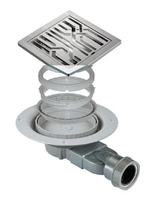 IMPEY AQUA-DEC EASY FIT 'FIBRE' BRUSHED STAINLESS STEEL TILED FLOOR GULLY SLIMLINE HORIZONTAL WASTE SLW2T02/H